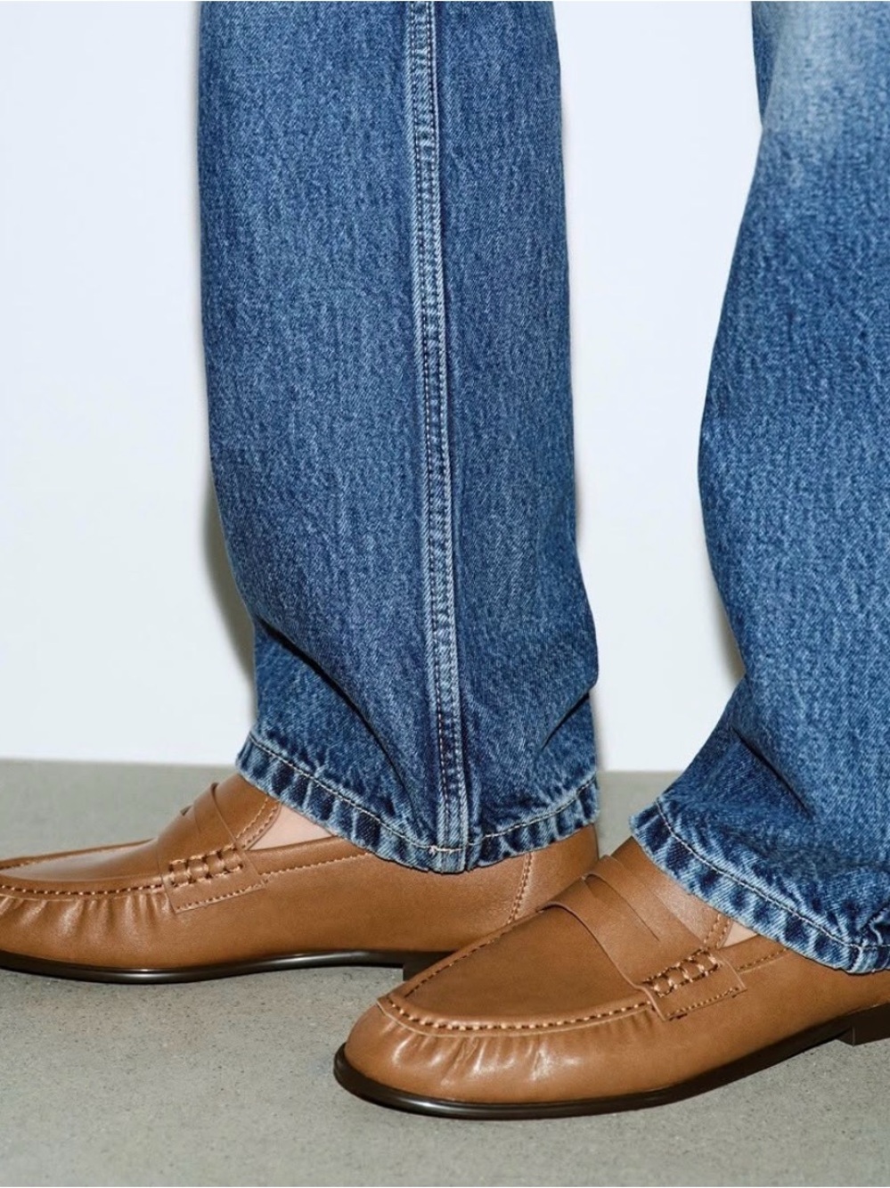 Zara faux leather brown penny loafers